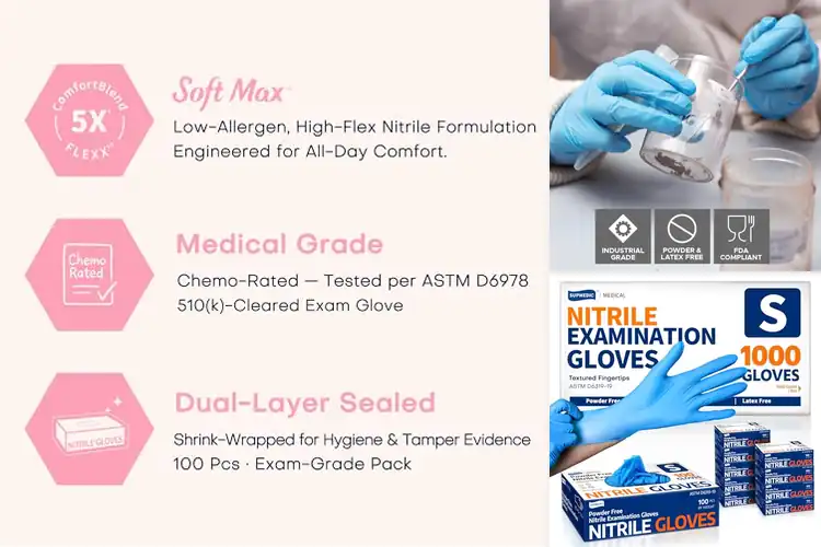 Detailed view of Best Tested Thickness Nitrile Gloves 3.5 Mil
